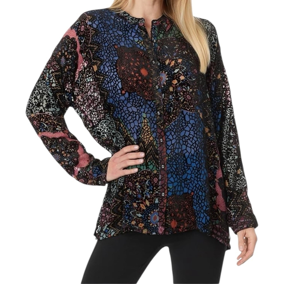 Johnny Was 2XL Nava Burnout Womens Audrey Lightweight Oversized Blouse NWT - Picture 1 of 12
